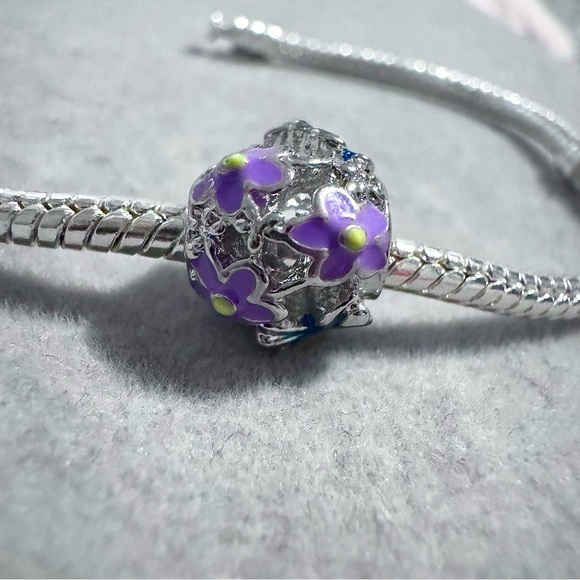 Purple Flower Bead Charm fits PANDORA - Picture 5 of 12